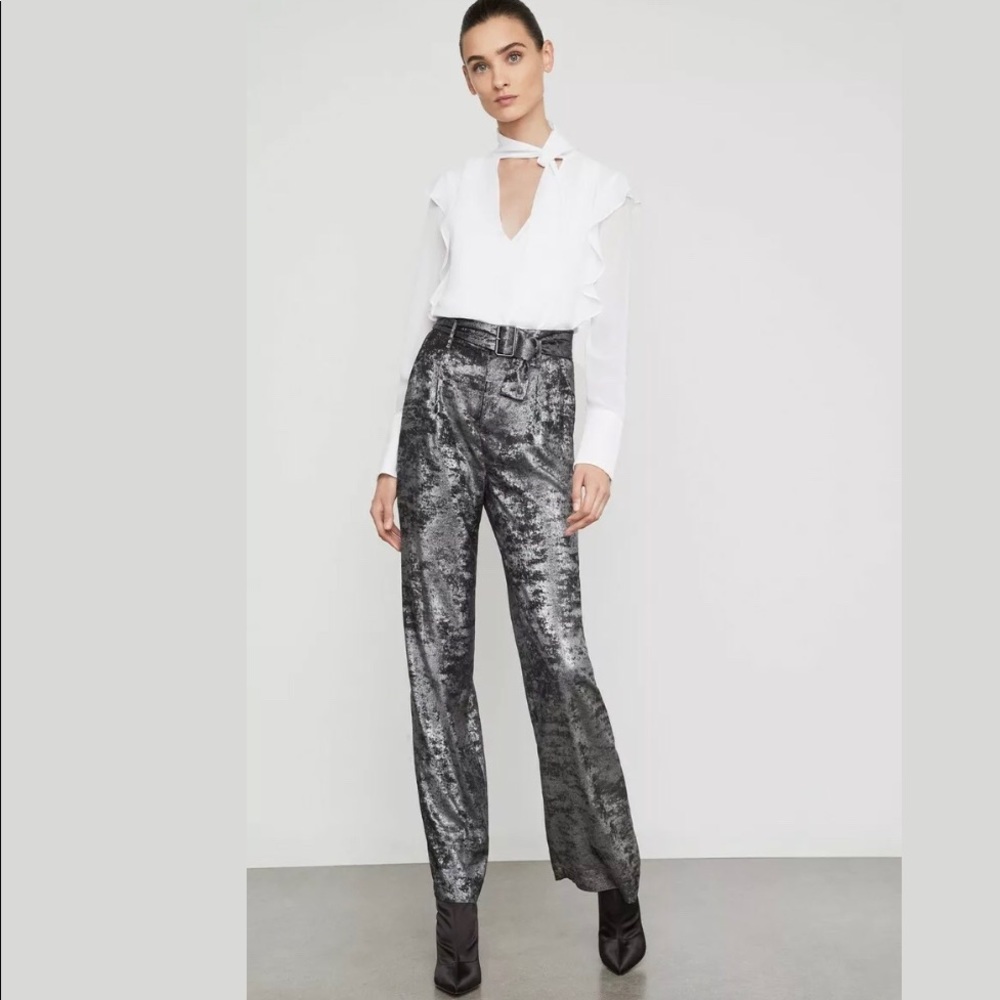NWT- BCBG MAXAZRIA -METALLIC HIGH WAISTED PANTS